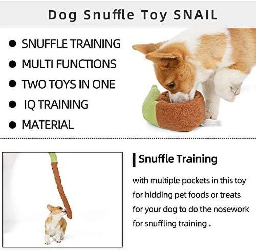 Treat Dispensing Dog Toys Dog Rope Toy Squeaky Puzzle Enrichment Snuffle Toys Dog Treat Toys for All Dogs Tough Chew Teething Soft Puppy Toy (Snail)