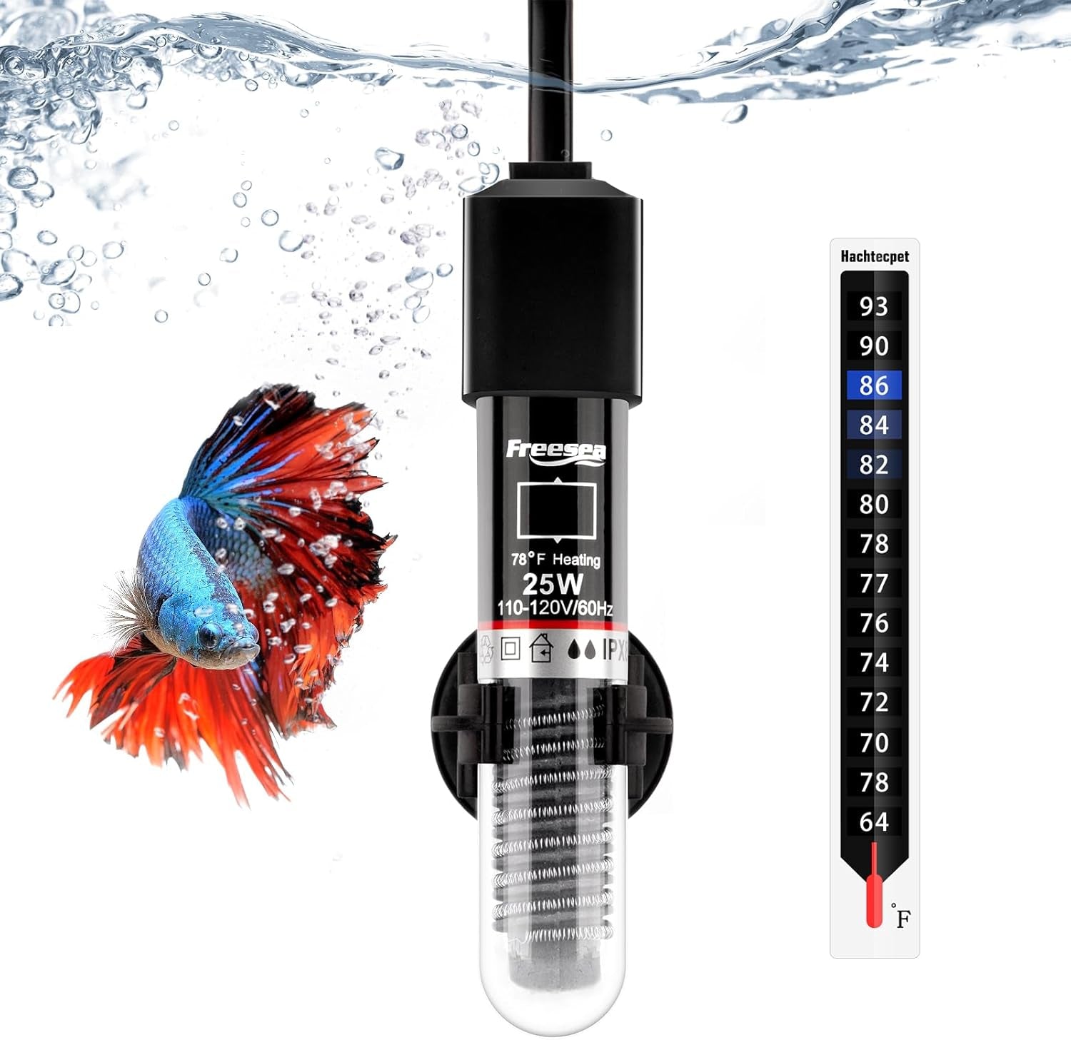 Aquarium Fish Tank Heater: 25W/50W/100W/300W Small Submersible Aquarium Heater with Preset Temperature for 1-5 Gallon Betta Turtle Freshwater Saltwater Tank