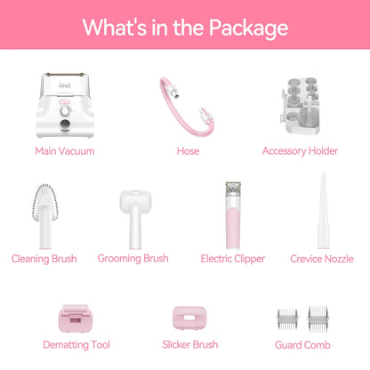 Grooming Vaccum, 4.5L Large Capacity Pet Grooming Kit & 5-In-1 Ultra-Low Noise Pet Grooming Vacu for Dog, Cat