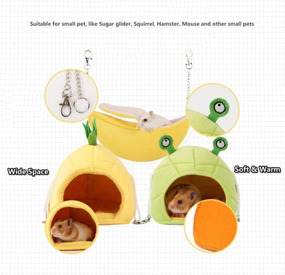 Hamster Bed, Sugar Glider Cage Accessories Hammock, Hamster House Toys for Small Animal Sugar Glider Squirrel Hamster Rat Playing Sleeping (Pineapple) (Pineapple+Banana)