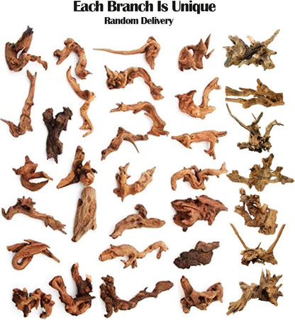 2 PCS Large Aquarium Driftwood, 7.5''-12''Natural Fish Tank Driftwood Assorted Branches Reptiles Drift Wood Decor Aquarium Wood Aquascaping Terrarium Ornament Habitat Accessories