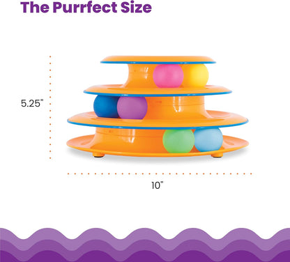 Tower of Tracks 3-Level Cat Track Toy with 6 Balls, Interactive Toy for Indoor Cats, Orange