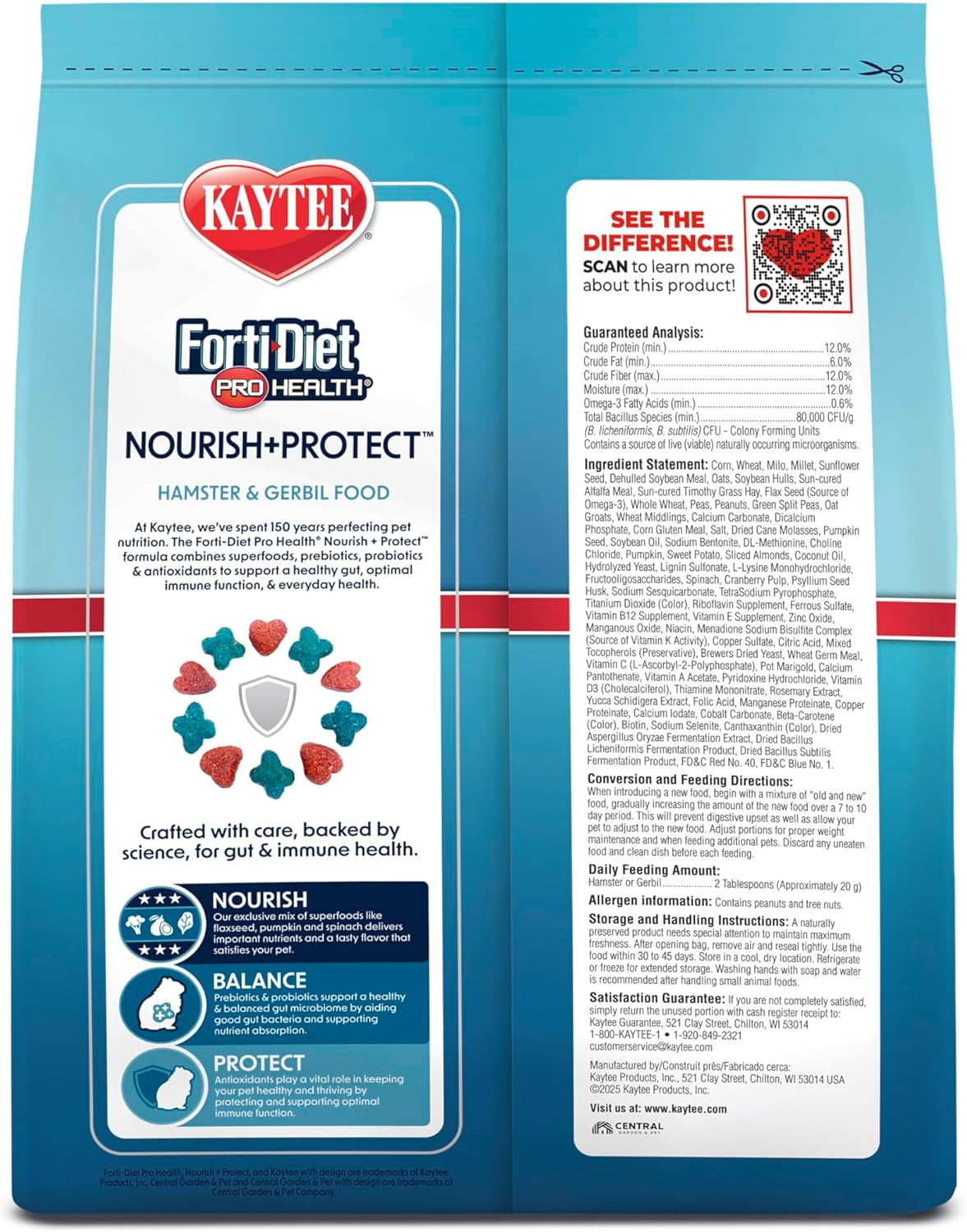 Forti-Diet Pro Health Nourish+Protect Hamster and Gerbil Food, Comprehensive Nutrition Backed by Science, Digestive Health, Immune Support, 3 Pounds