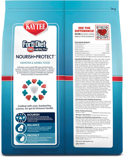 Forti-Diet Pro Health Nourish+Protect Hamster and Gerbil Food, Comprehensive Nutrition Backed by Science, Digestive Health, Immune Support, 3 Pounds