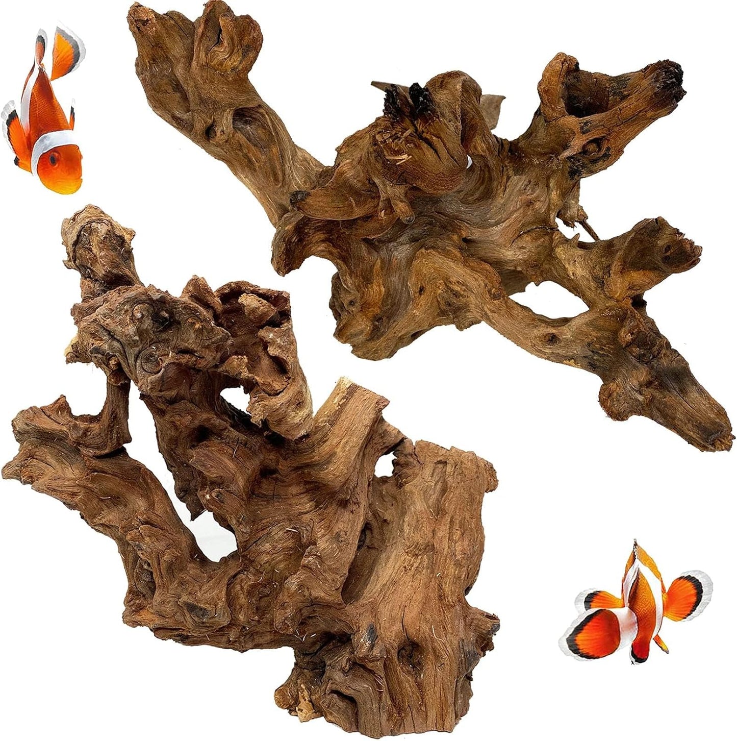 2 PCS Large Aquarium Driftwood, 7.5''-12''Natural Fish Tank Driftwood Assorted Branches Reptiles Drift Wood Decor Aquarium Wood Aquascaping Terrarium Ornament Habitat Accessories