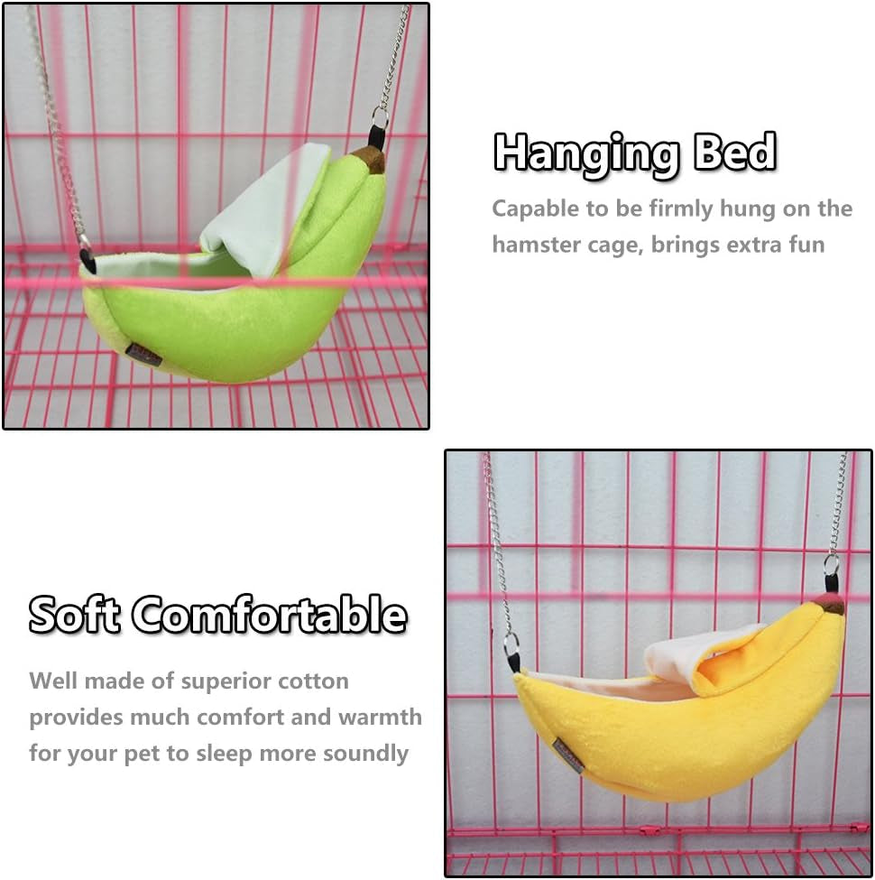 Hamster Bed, Sugar Glider Cage Accessories Hammock, Hamster House Toys for Small Animal Sugar Glider Squirrel Hamster Rat Playing Sleeping (Pineapple) (Pineapple+Banana)