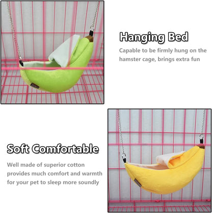 Hamster Bed, Sugar Glider Cage Accessories Hammock, Hamster House Toys for Small Animal Sugar Glider Squirrel Hamster Rat Playing Sleeping (Pineapple) (Pineapple+Banana)