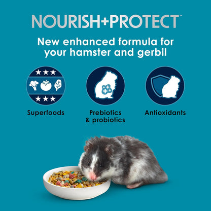 Forti-Diet Pro Health Nourish+Protect Hamster and Gerbil Food, Comprehensive Nutrition Backed by Science, Digestive Health, Immune Support, 3 Pounds