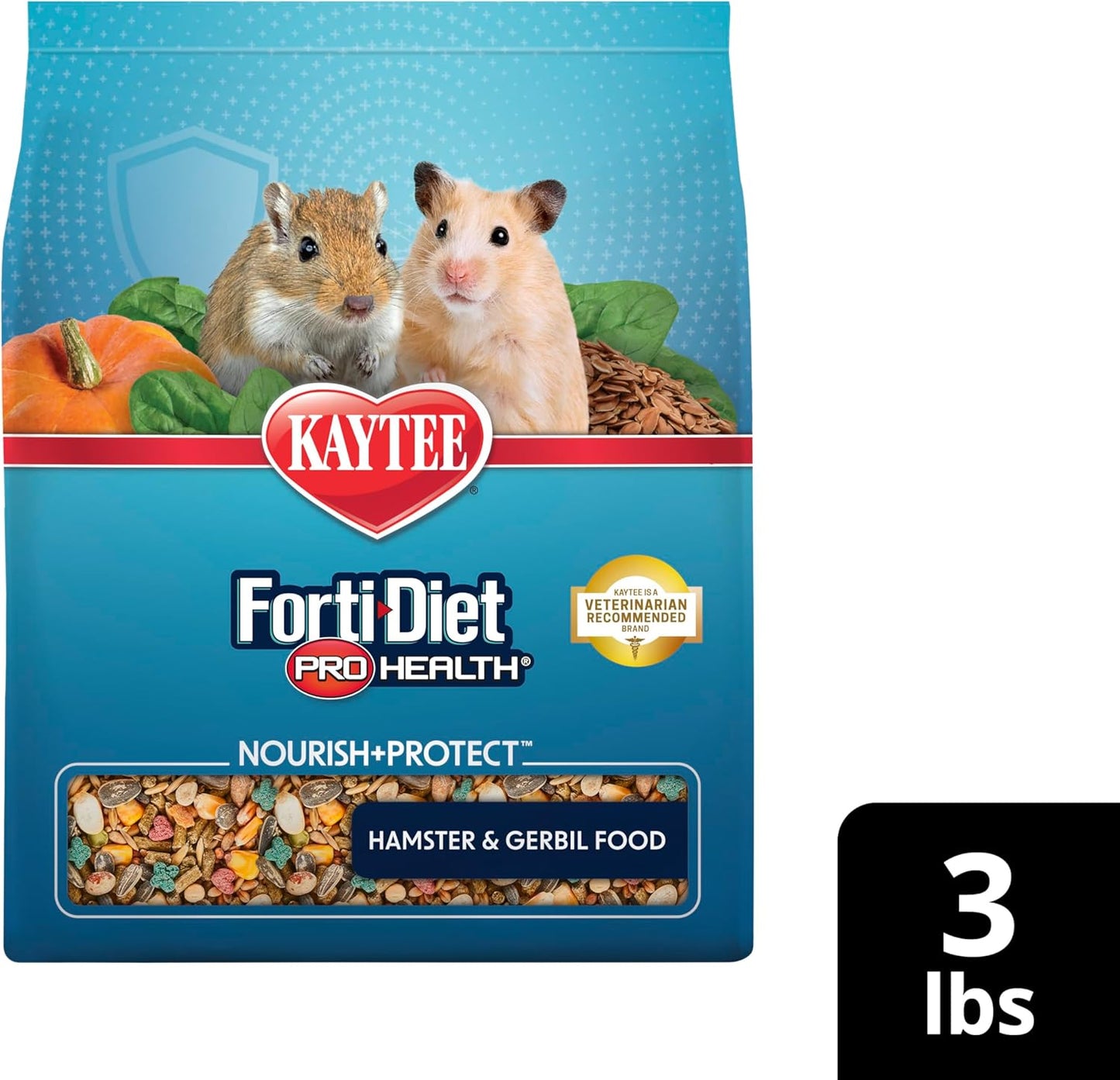 Forti-Diet Pro Health Nourish+Protect Hamster and Gerbil Food, Comprehensive Nutrition Backed by Science, Digestive Health, Immune Support, 3 Pounds