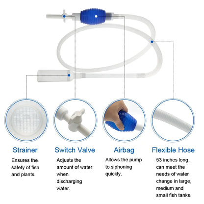 Fish Tank Cleaner Aquarium Cleaning Tools Kit, Fish Net Siphon Vacuum Gravel Algae 2 Piece