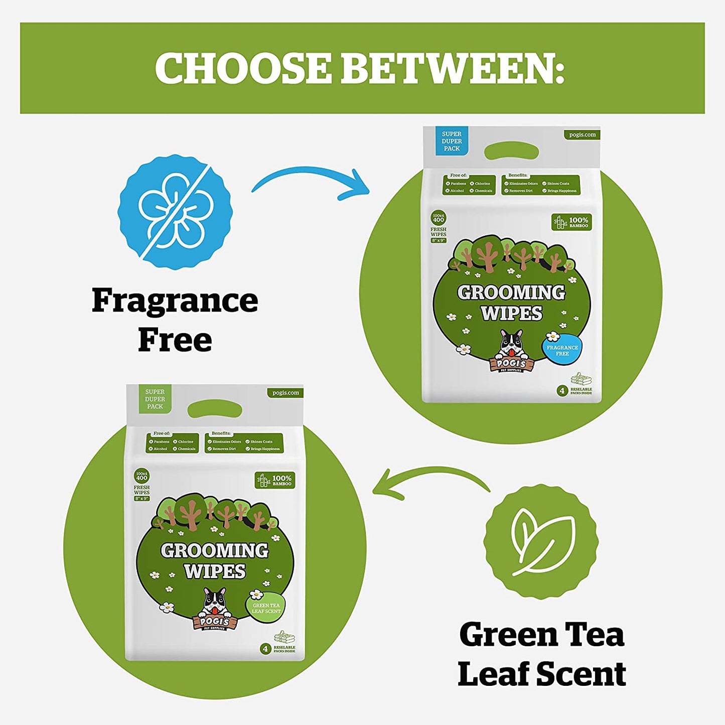 Pogi’S Dog Grooming Wipes – Hypoallergenic Pet Wipes for Paws, Body & Butt – Cleaning & Hydrating, Fragrance Free, 400-Count